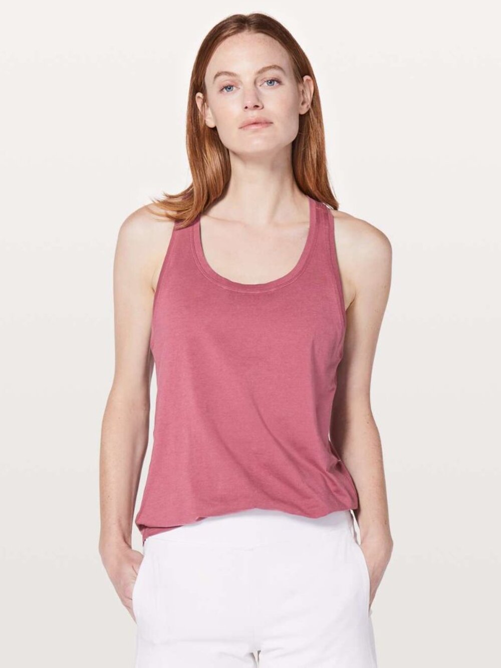 lululemon athletica Love Tank Moss Rose Gummy Logo Pleated Racerback Cotton Top
